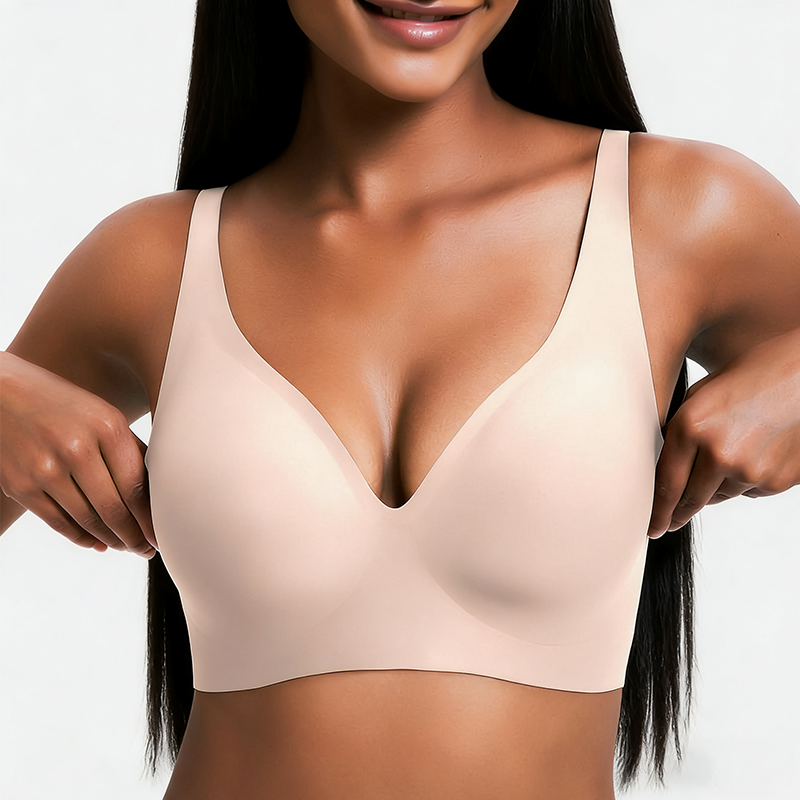 🔥 Nur für kurze Zeit! Damen Push-Up BH ohne Bügel (Deep-V) – Der unsichtbare & ultra-bequeme T-Shirt BH